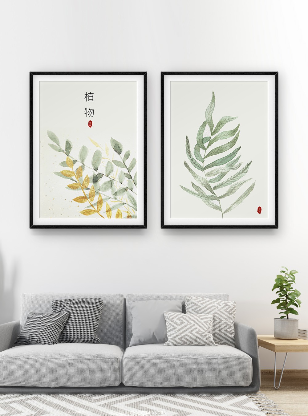 Lá nhiệt đới tranh vẽ CHL2-036-KG